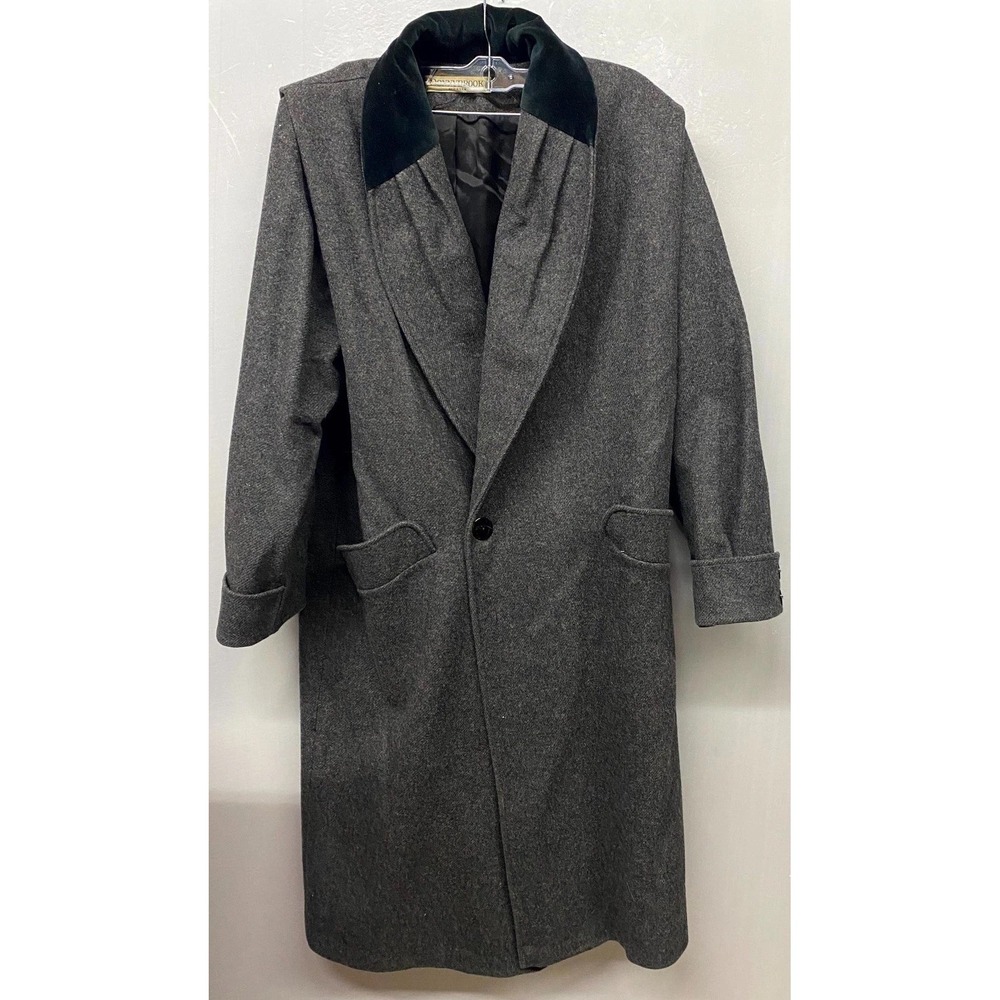 Vintage Donnybrook Forstmann Overcoat Women Lg Dark Gray Wool Lined Single Breas